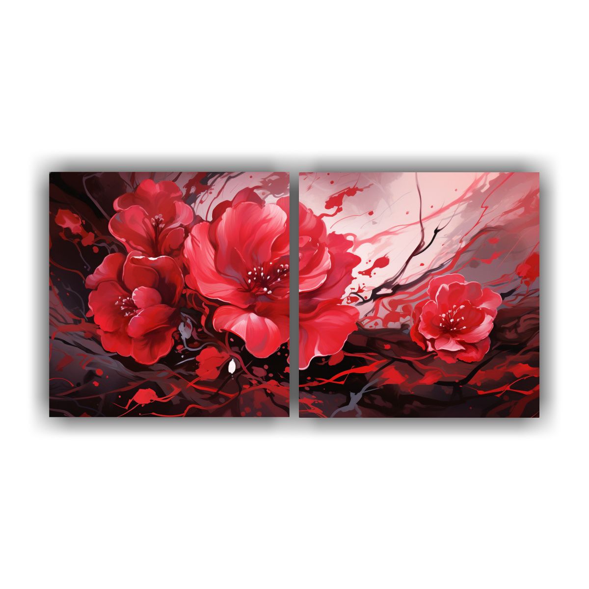 GENERICO - Conjunto 2 Lienzos Abstractos Neonoir En Estilo 140x70 Cm