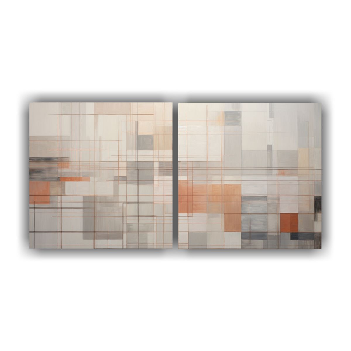 GENERICO - Conjunto 2 Lienzos Cuadro Pop Art Líneas Como 140x70 Cm