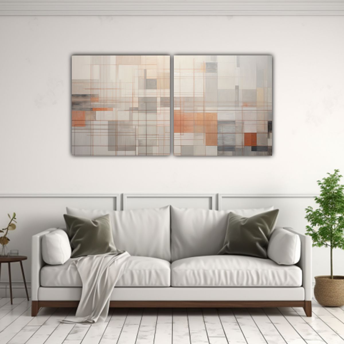 GENERICO - Conjunto 2 Lienzos Cuadro Pop Art Líneas Como 140x70 Cm