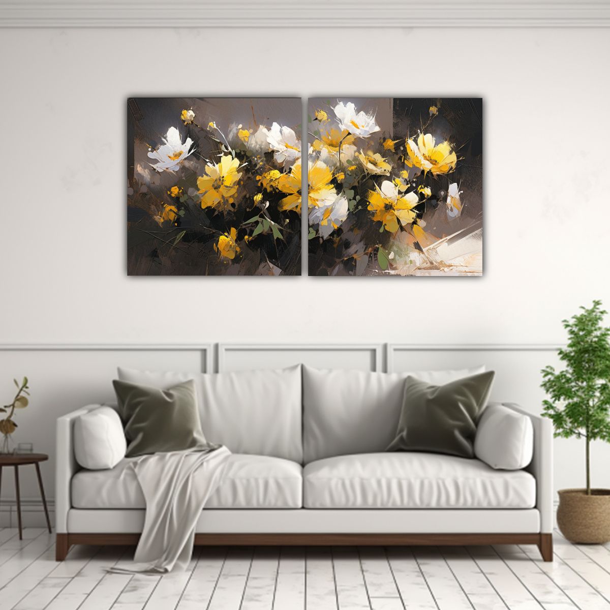 GENERICO - Díptico Decorativo Equilibrio Visual Flores 140x70 Cm