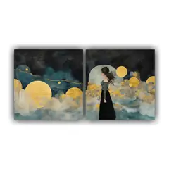 GENERICO - Pintura En Lienzo Vintage Enigmático En Negro 140x70 Cm