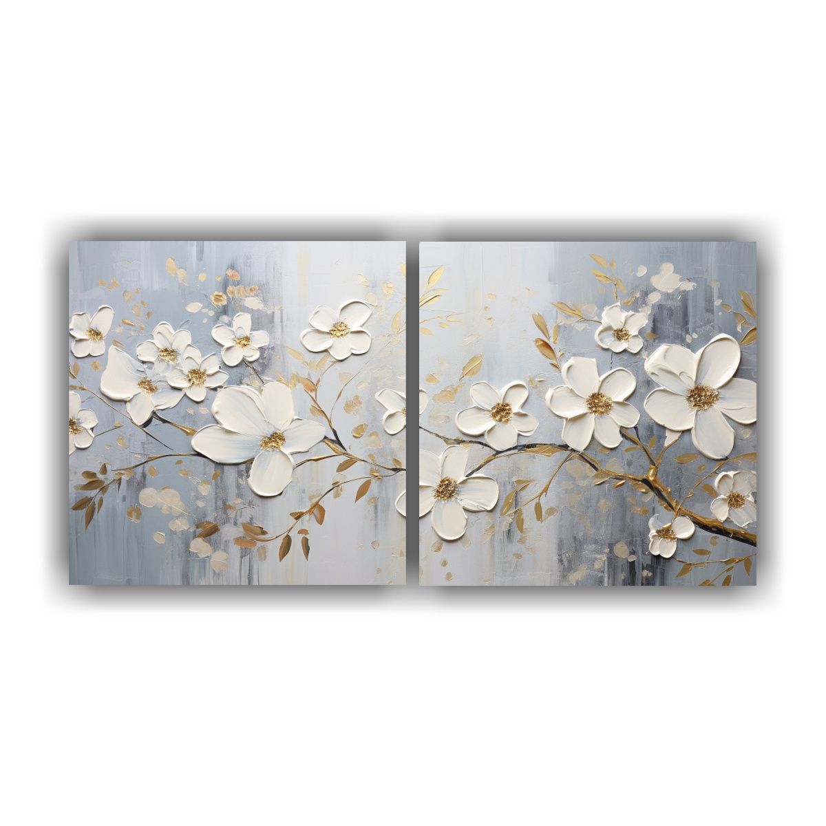 GENERICO - Pintura Sobre Lienzo Colores Plata De Flores 140x70 Cm