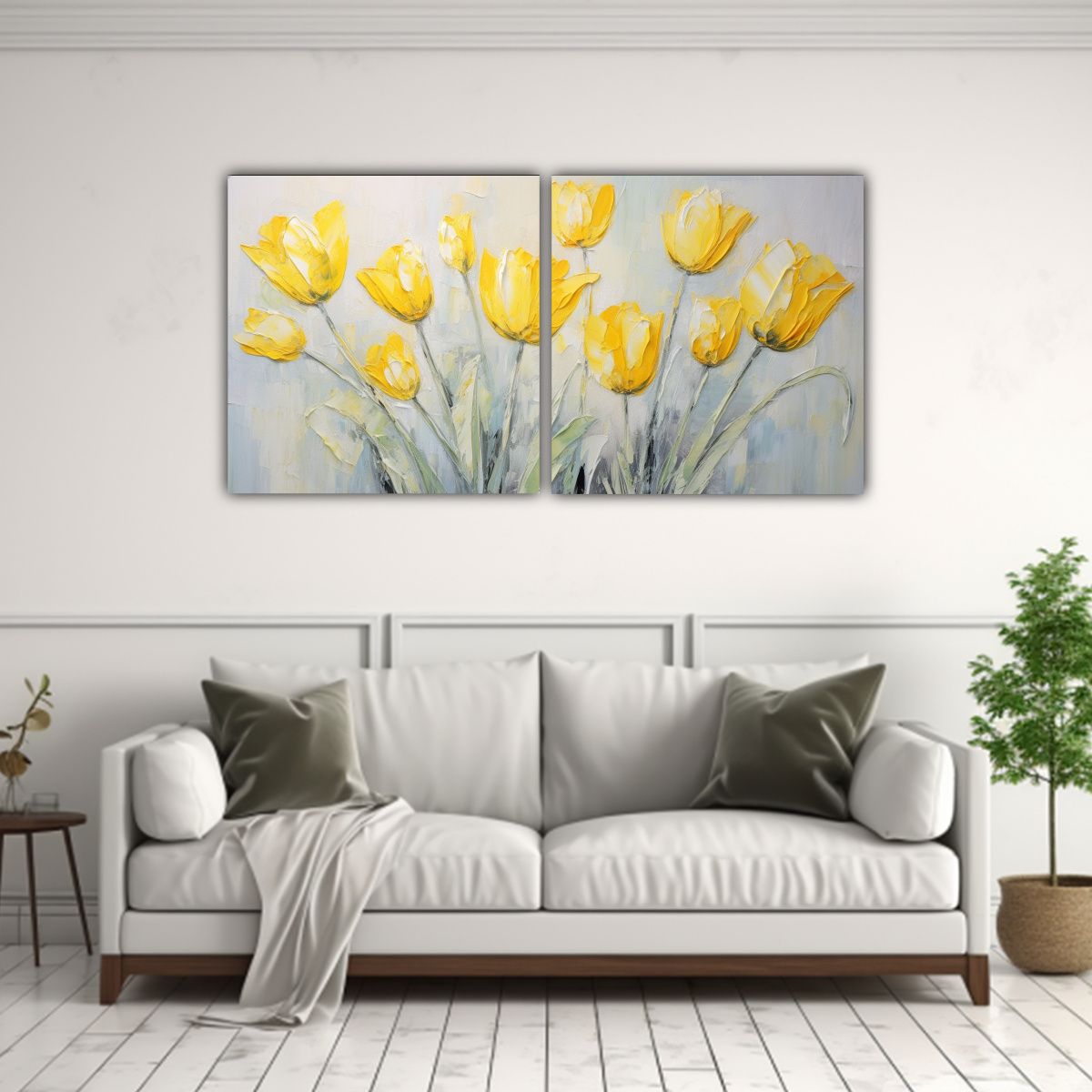 GENERICO - Pintura En Lienzo Moderna De Tulipanes Amarillos 140x70 Cm