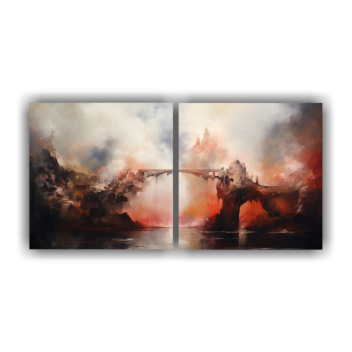 GENERICO - Set 2 Cuadros Tema Formacion Cuadro Abstracto 140x70 Cm