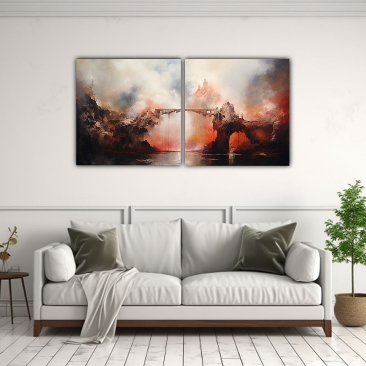 GENERICO - Set 2 Cuadros Tema Formacion Cuadro Abstracto 140x70 Cm