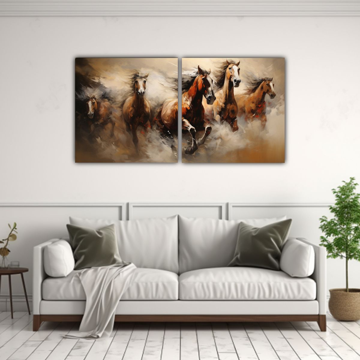 GENERICO - Pinturas Abstractas Caballos Para Comedor Canvas 140x70 Cm