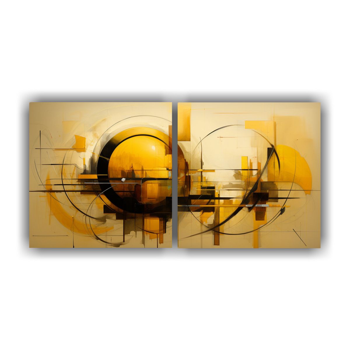 GENERICO - Cuadros Abstractos Minimalistas Amarillos Para 140x70 Cm