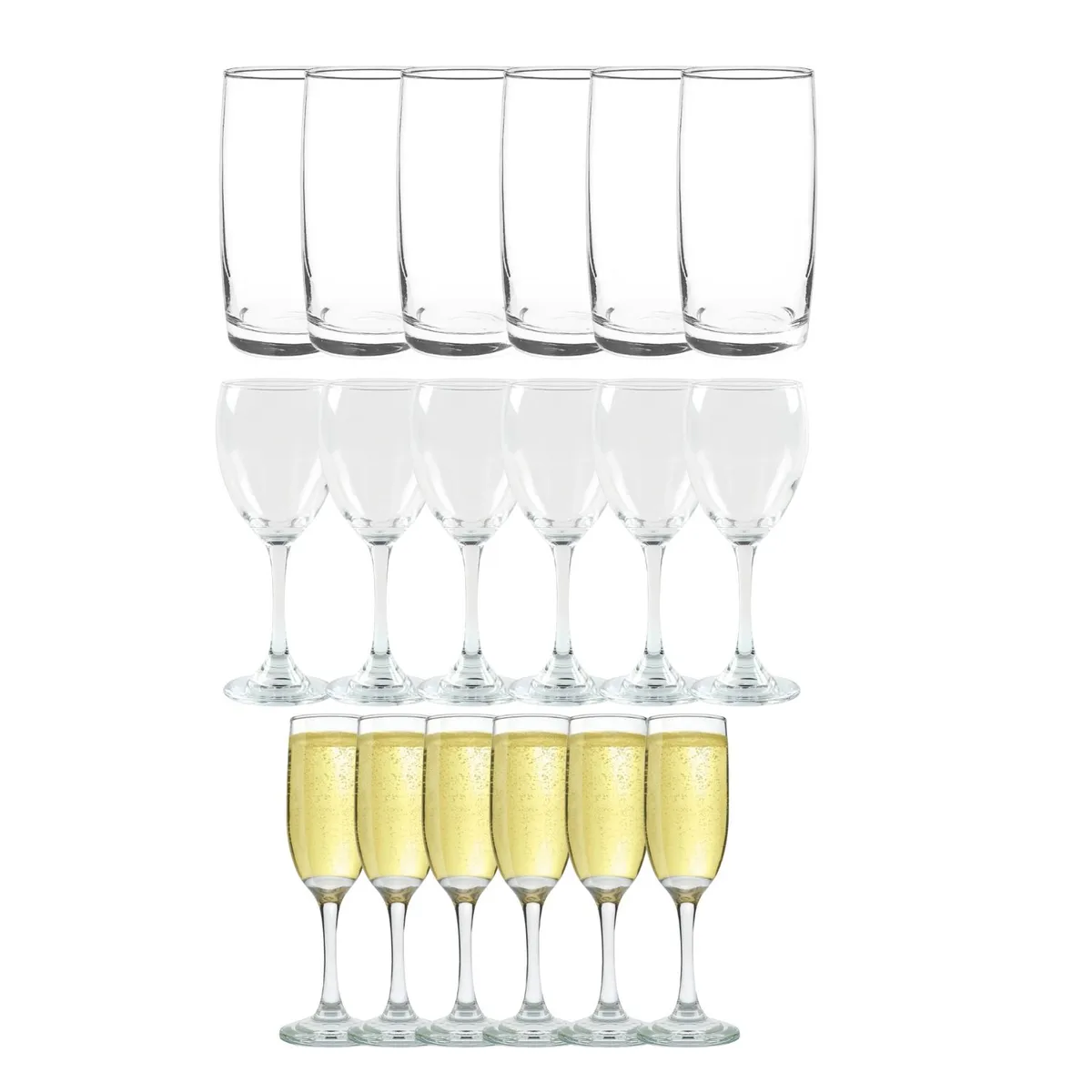 CRISTAR - Set 18 Vasos Copas Vidrio Transparente Cristar Celebraciones