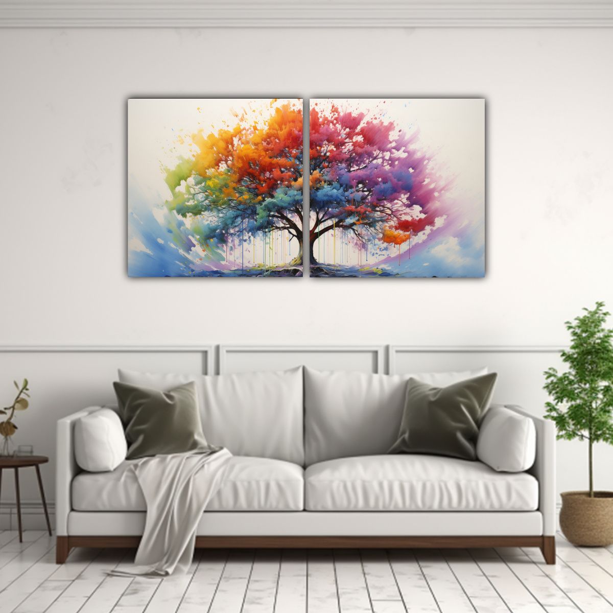 GENERICO - Dos Telas En Bastidor Concepto Textura A Árbol 140x70 Cm