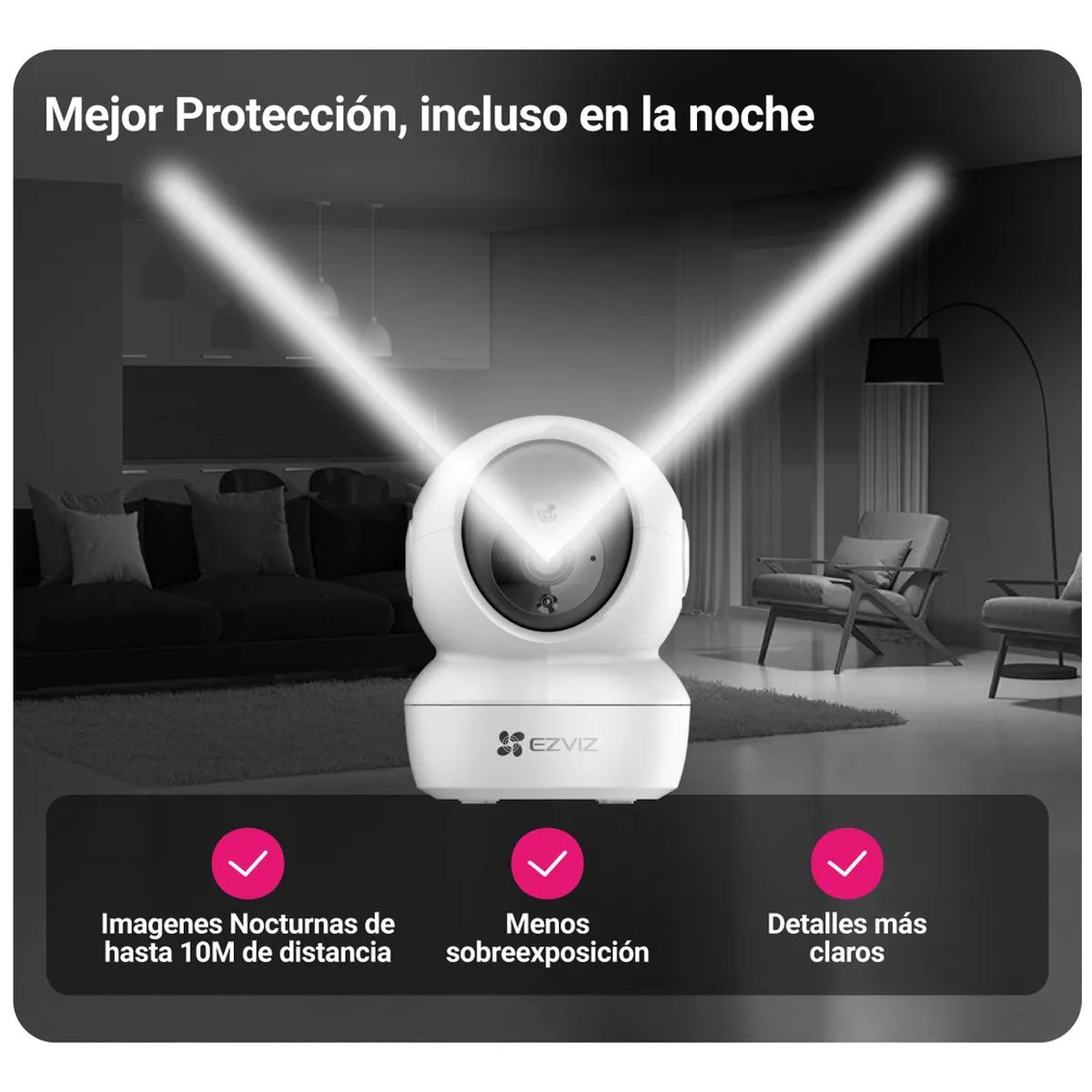 EZVIZ - Camara EZVIZ WiFi H6C PRO 3K 5MP IR10M Seguimiento Audio - Blanco