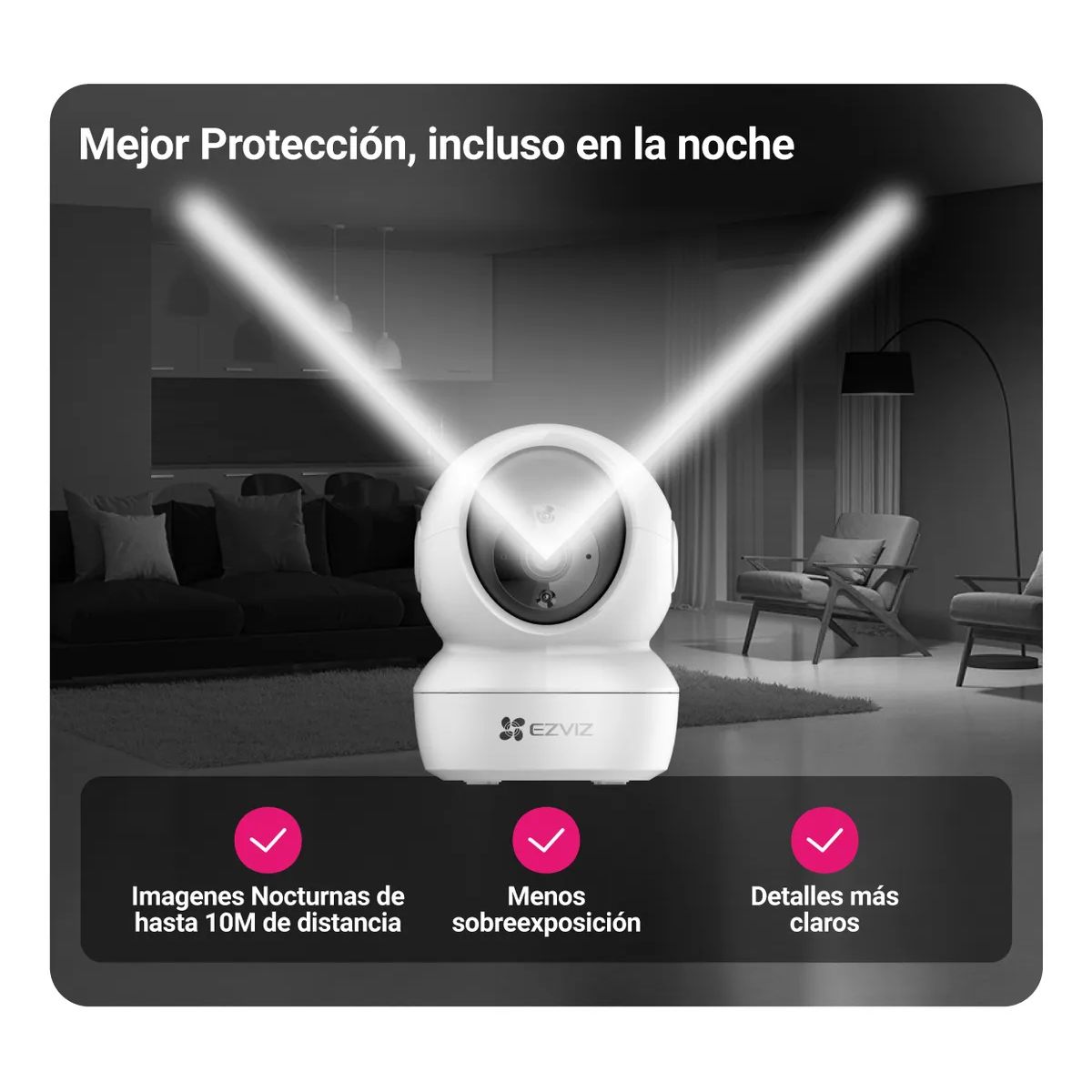 EZVIZ - Camara EZVIZ WiFi H6C PRO 3K 5MP IR10M Seguimiento Audio - Blanco