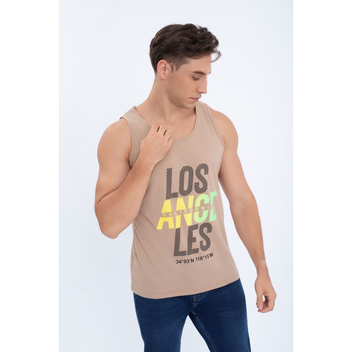 LIKE SHOP - Polera Musculosa Hombre Sin Mangas Colores Los Angeles 7605