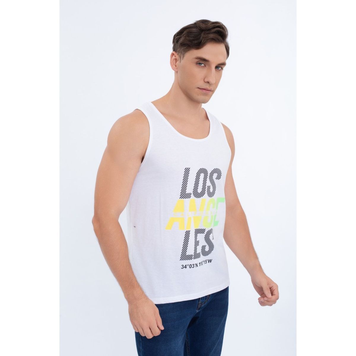 LIKE SHOP - Polera Musculosa Hombre Sin Mangas Colores Los Angeles 7605