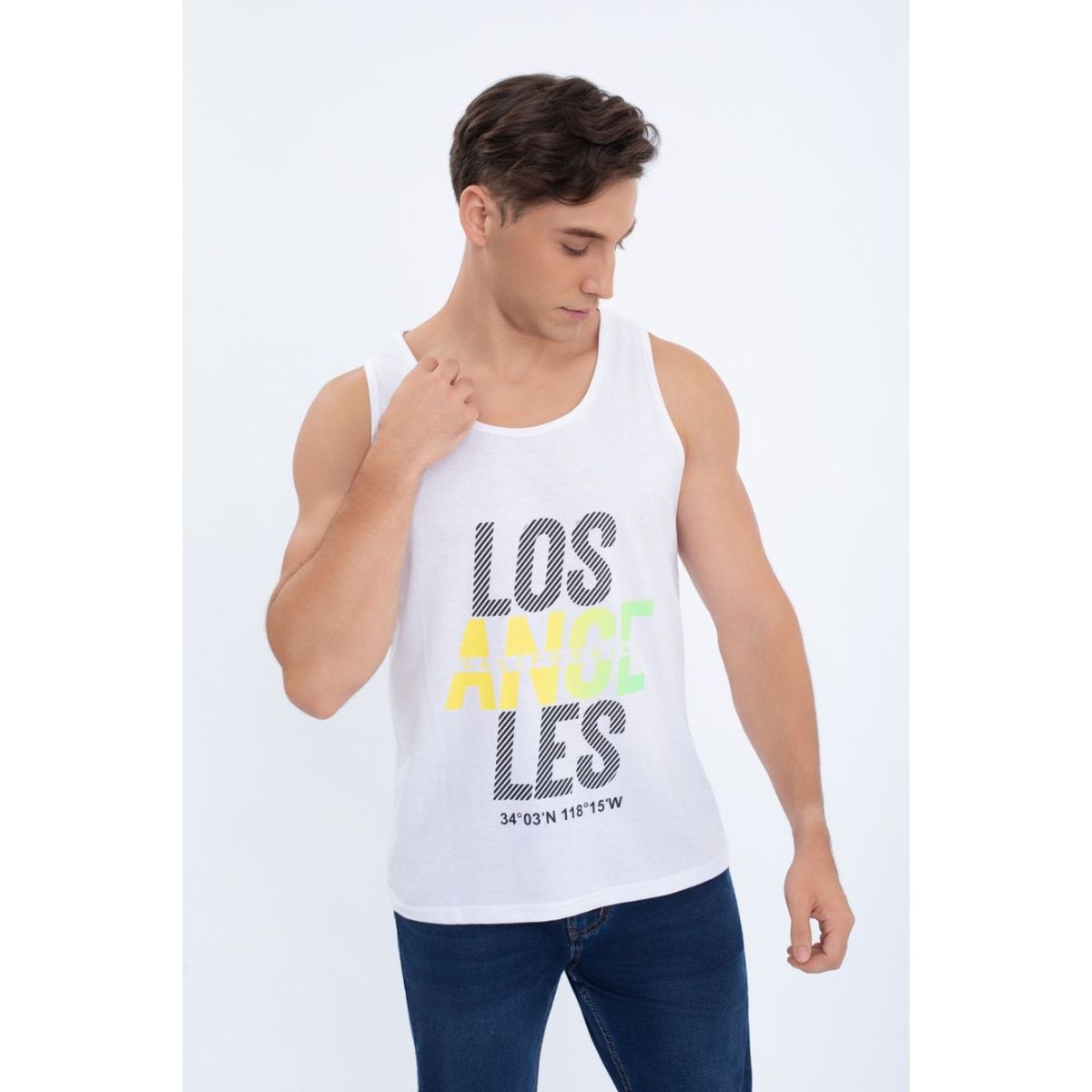 LIKE SHOP - Polera Musculosa Hombre Sin Mangas Colores Los Angeles 7605