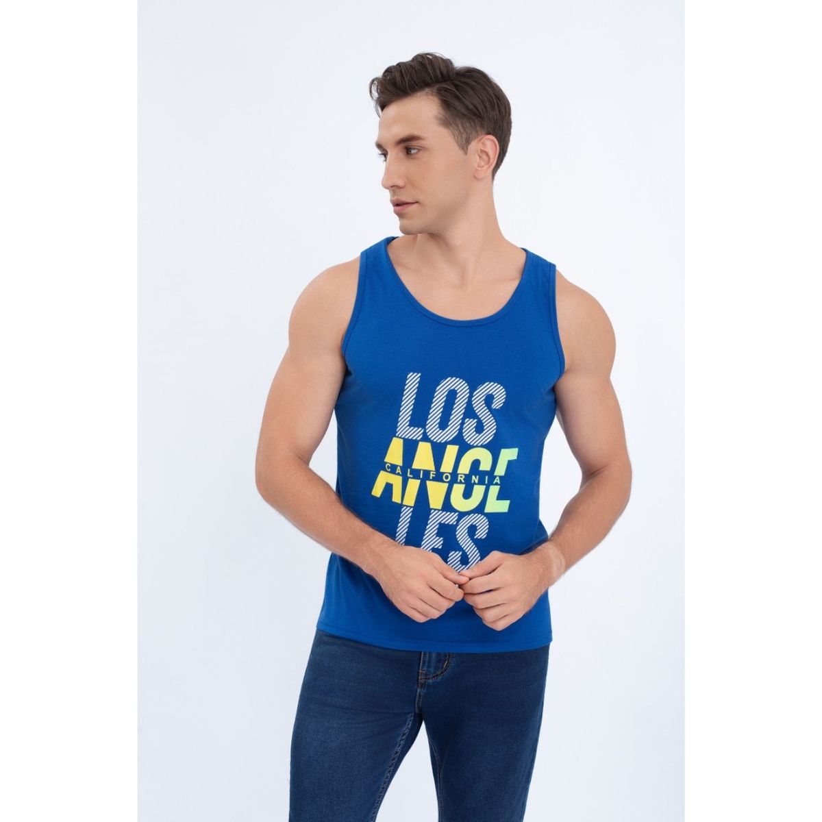 LIKE SHOP - Polera Musculosa Hombre Sin Mangas Colores Los Angeles 7605