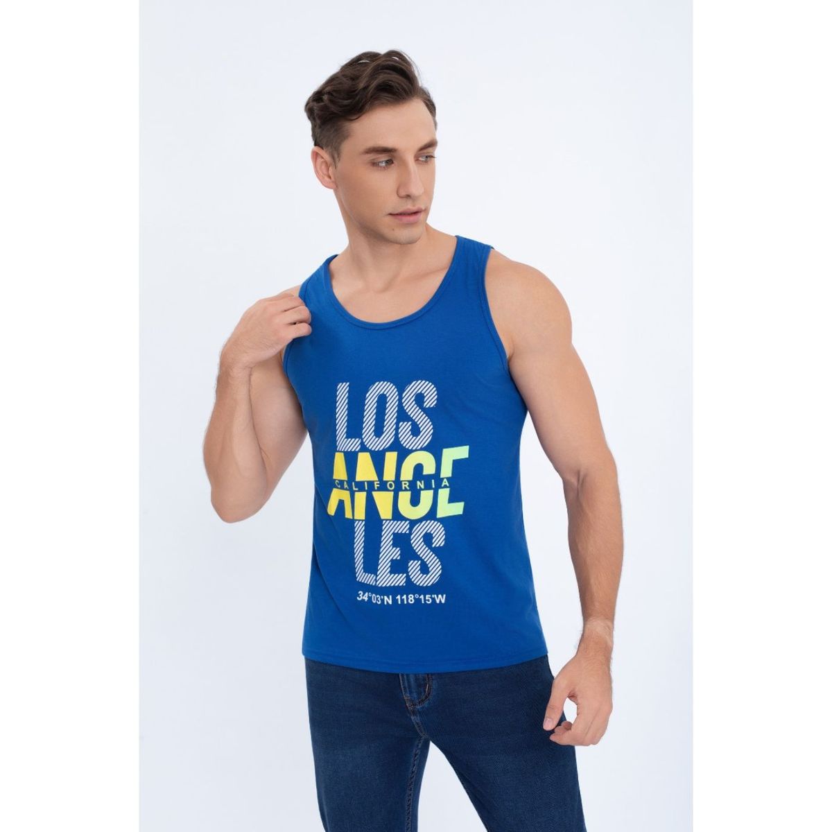 LIKE SHOP - Polera Musculosa Hombre Sin Mangas Colores Los Angeles 7605
