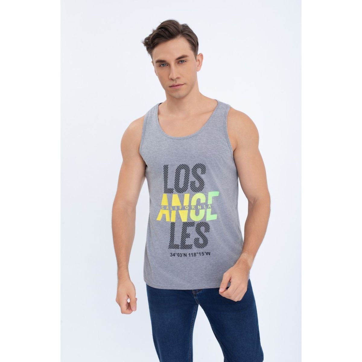 LIKE SHOP - Polera Musculosa Hombre Sin Mangas Colores Los Angeles 7605