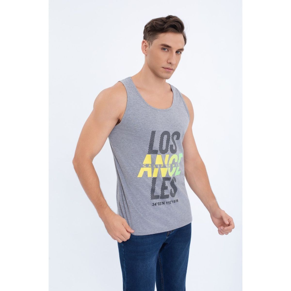 LIKE SHOP - Polera Musculosa Hombre Sin Mangas Colores Los Angeles 7605