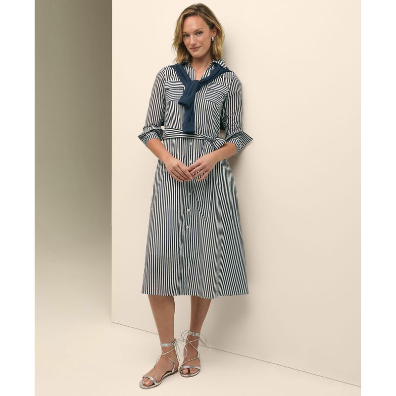 BROOKS BROTHERS - Vestido Mujer Shrt Ctn Slk Strp Azul Brooks Brothers