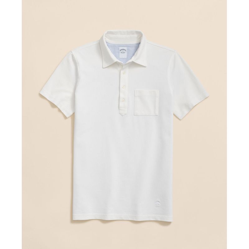 BROOKS BROTHERS - Polera Hombre Garment Dyed Pique Polo Blanco Brooks Brothers