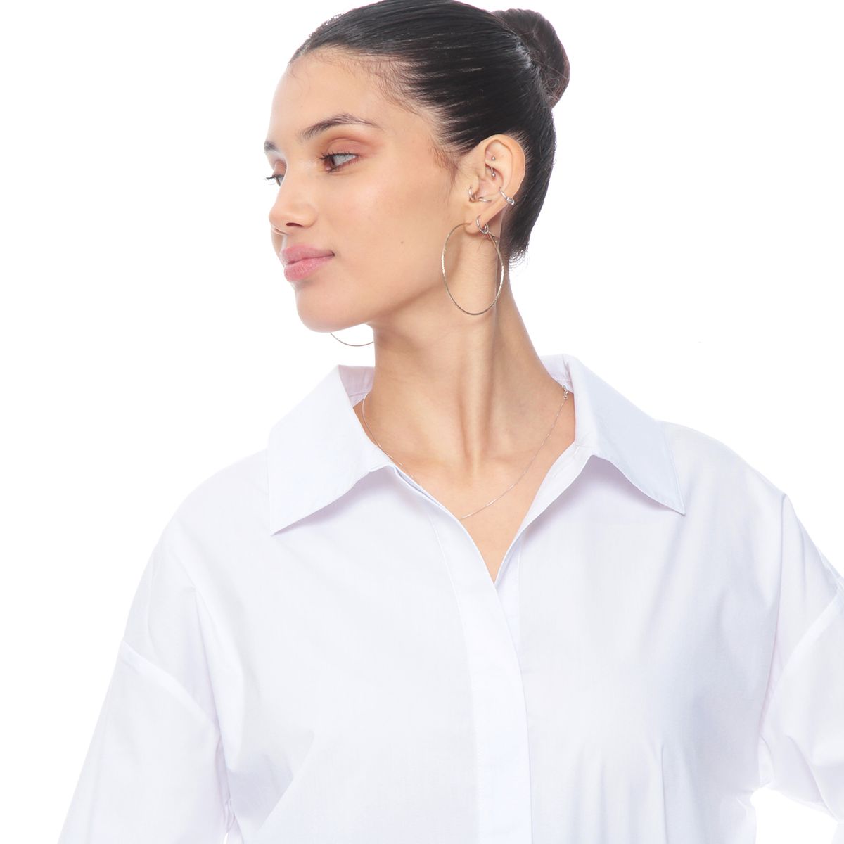 WADOS - BLUSA MANGA LARGA SOLIDA ABOTONADA EN DELANTERO CON CORTE EN RUEDO