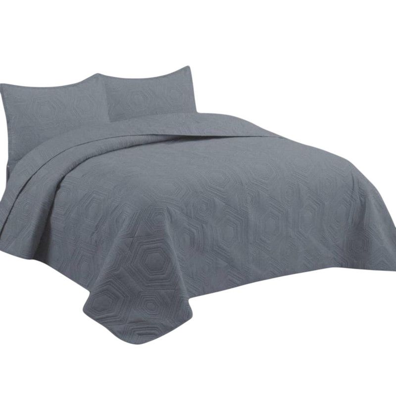 GENERICO - Cobertor Quilt De Verano Cubrecama 15 Plazas Colcha 180x230cm GS Gris
