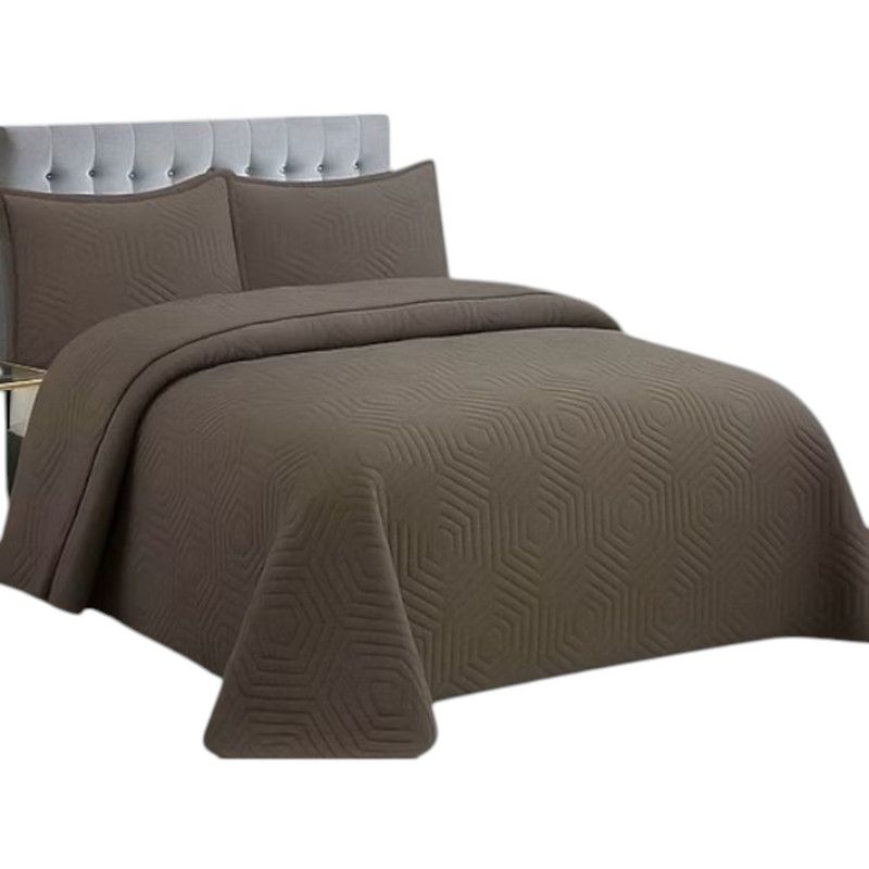 GENERICO - Cobertor Quilt De Verano Cubrecama 2 Plazas Colcha 230x250cm GS Café