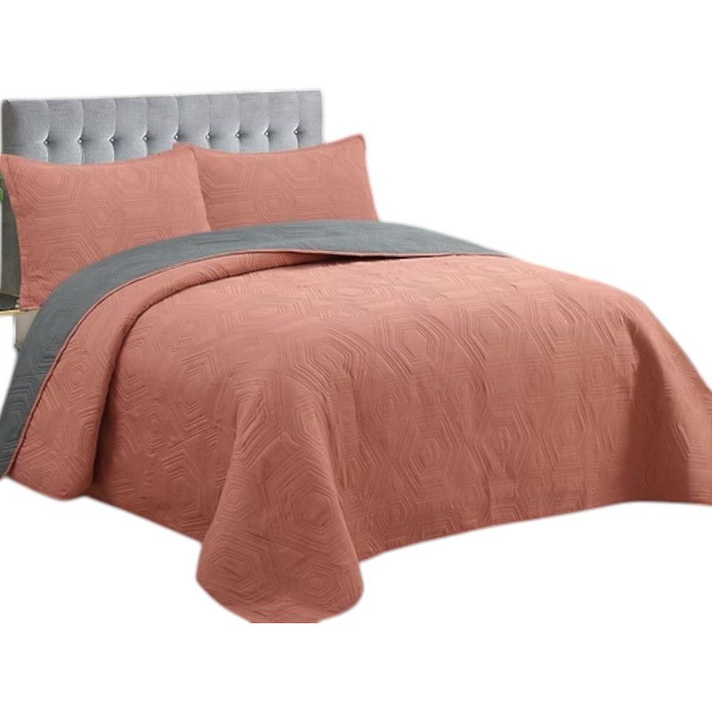 GENERICO - Cobertor Quilt De Verano Cubrecama 2 Plazas Colcha 230x250cm GS Salmon