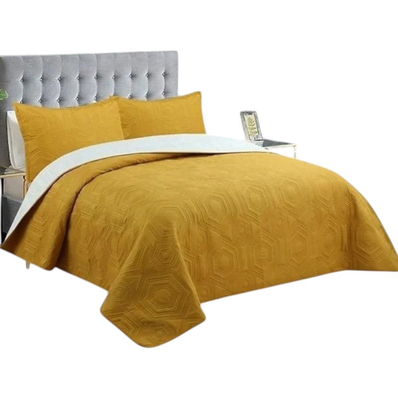 GENERICO - Cobertor Quilt  Verano Cubrecama 2 Plazas Colcha 230x250cm GS Amarillo
