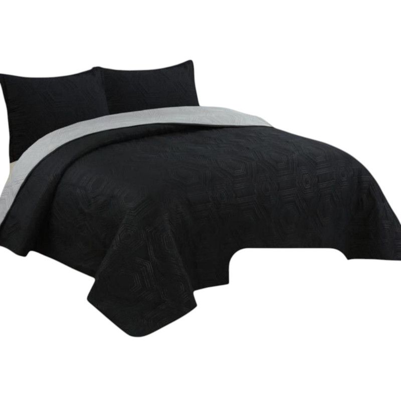 GENERICO - Cobertor Quilt De Verano Cubrecama King Colcha 250x270cm GS Negro