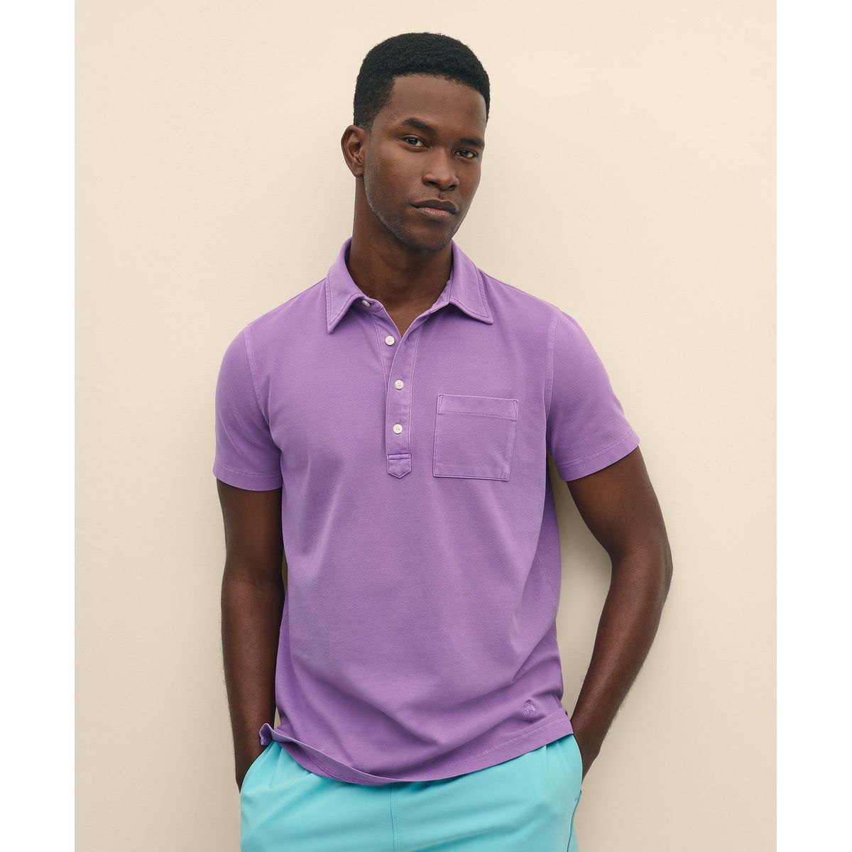 BROOKS BROTHERS - Polera Hombre Garment Dyed Pique Polo Morado Brooks Brothers