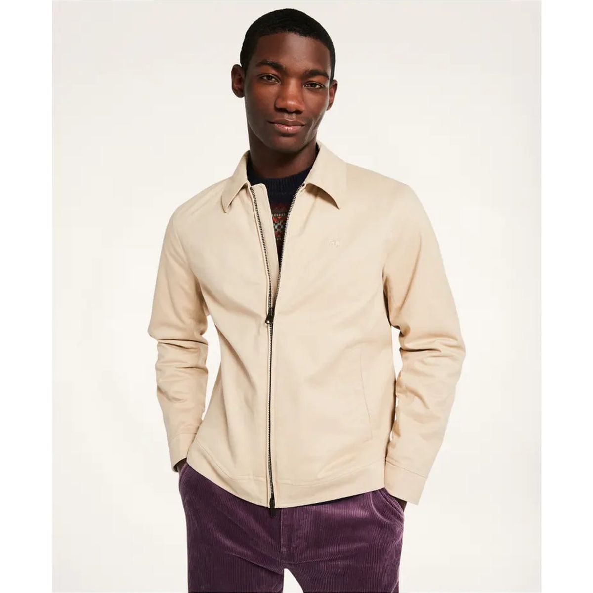 BROOKS BROTHERS - Chaqueta Hombre Outft Ctn Logo Bomber Beige Brooks Brothers
