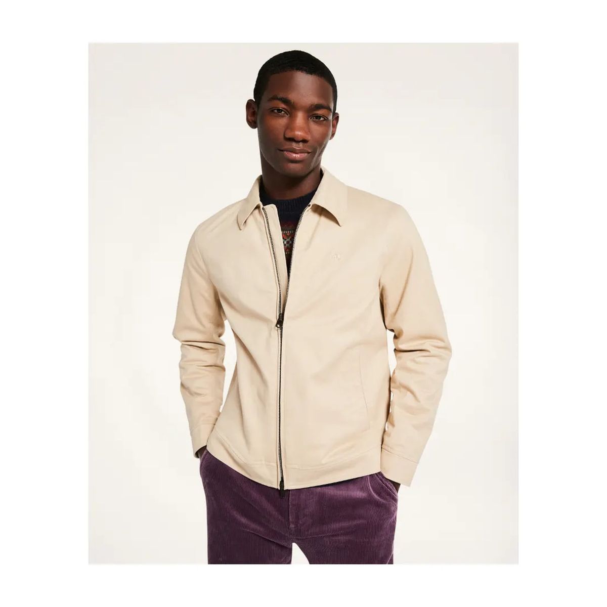 BROOKS BROTHERS - Chaqueta Hombre Outft Ctn Logo Bomber Beige Brooks Brothers