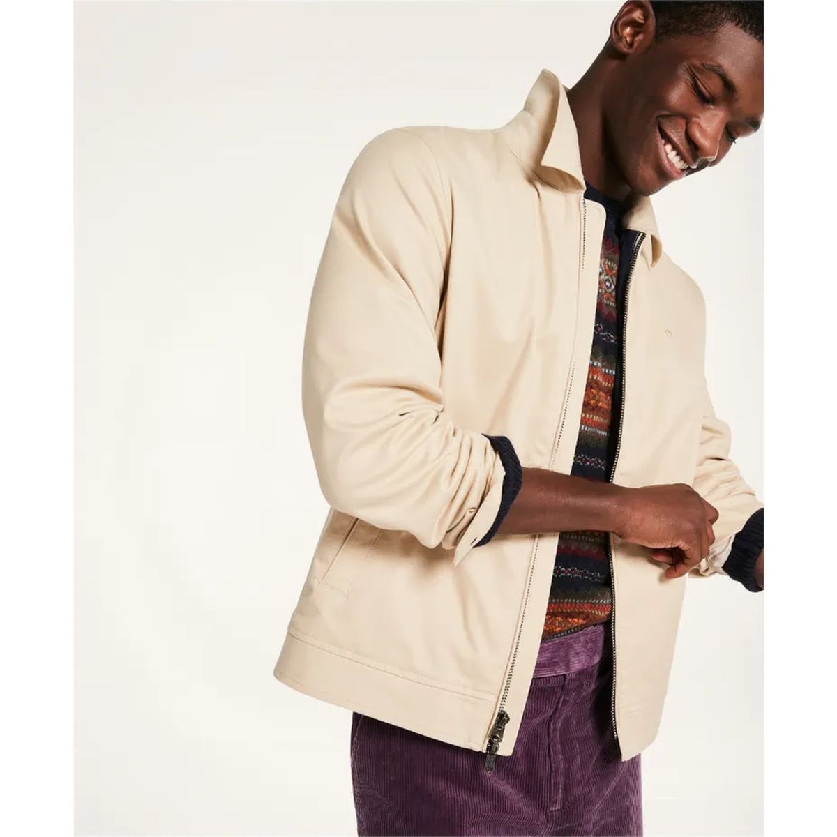 BROOKS BROTHERS - Chaqueta Hombre Outft Ctn Logo Bomber Beige Brooks Brothers