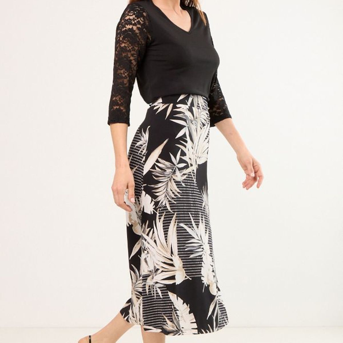 MA GRIFFE - Falda Larga Mujer Negro Magriffe