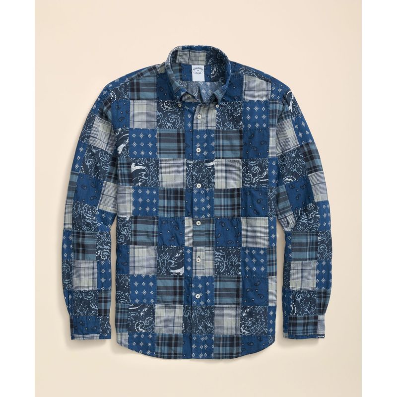 BROOKS BROTHERS - Camisa Hombre Spt Madras Azul Pw Azul Brooks Brothers