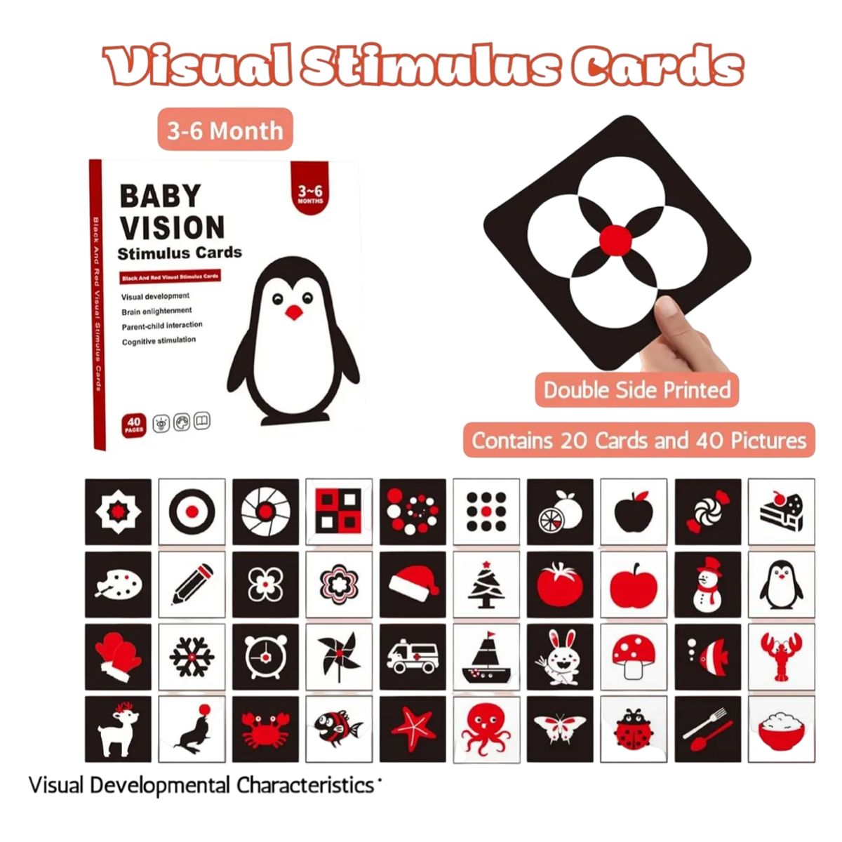 GENERICO - Tarjeta Estimulación Visual Bebés 3-6 Mes