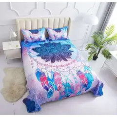 GENERICO - CUBRECAMA 3D DE 2 PLAZA DISEÑO MANDADA PLUMAS DELGADO DE VERANO WYM