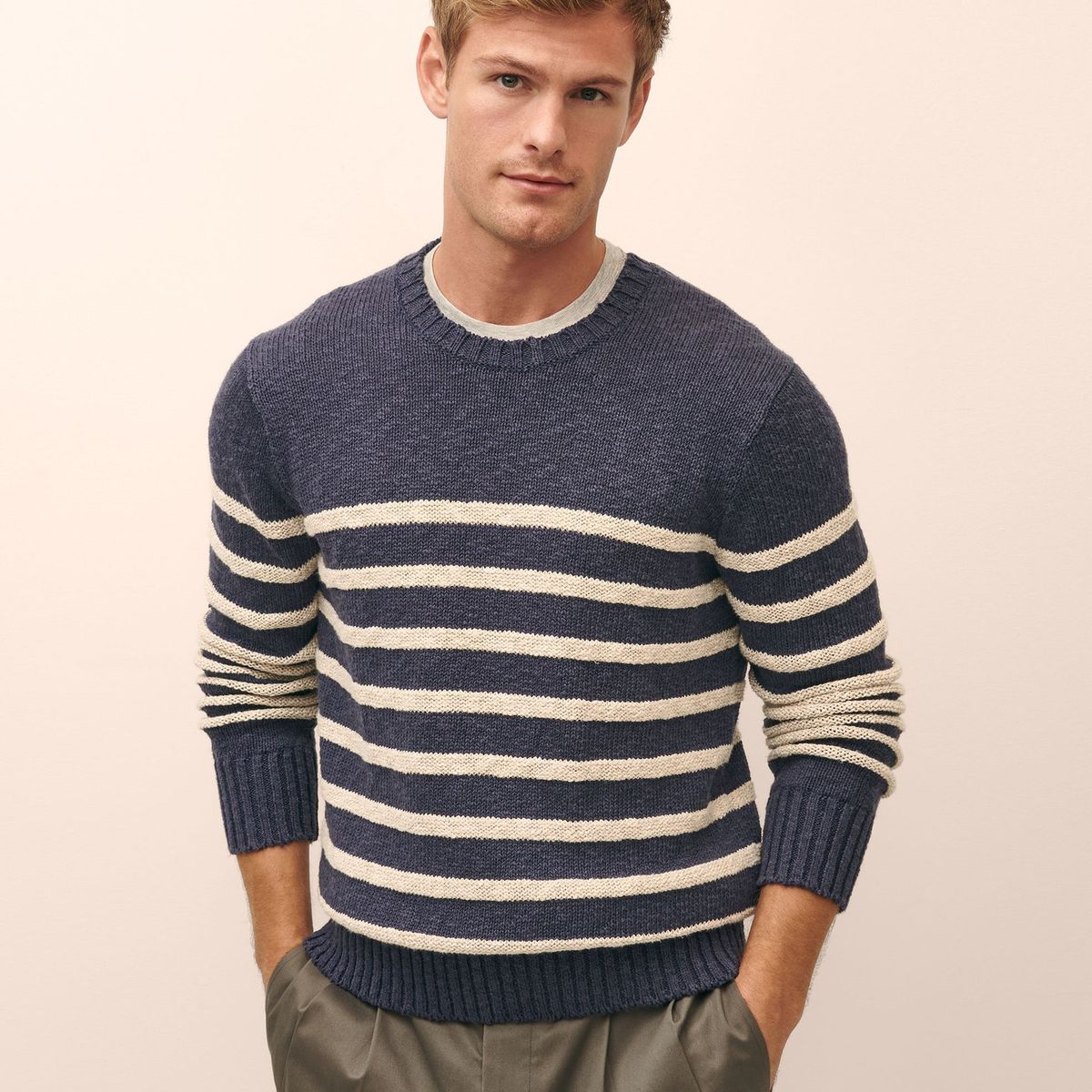 BROOKS BROTHERS - Sweater Hombre Mariner Stripe Crew Azul Brooks Brothers