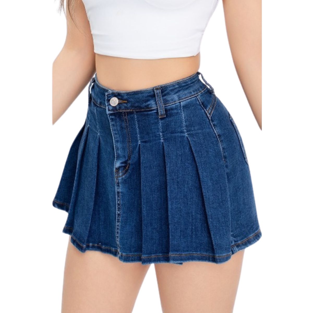 LIKE SHOP - Short Tipo Mini Falda Juvenil Jeans Plisado Premium Elasticada 3018