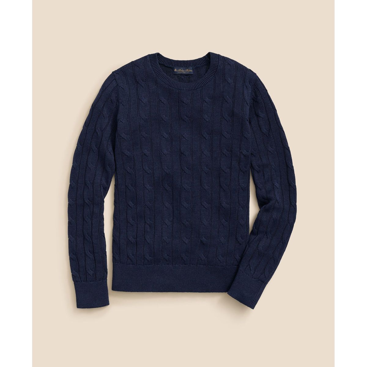 BROOKS BROTHERS - Sweater Hombre Lino Cable Crew Azul Brooks Brothers