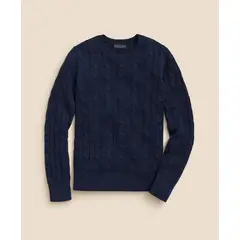 BROOKS BROTHERS - Sweater Hombre Lino Cable Crew Azul