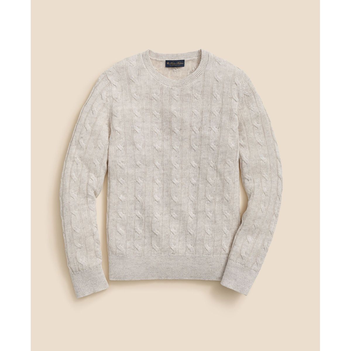 BROOKS BROTHERS - Sweater Hombre Lino Cable Crew Beige Brooks Brothers