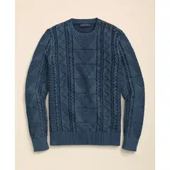 BROOKS BROTHERS - Sweater Hombre Indigo Gansey Crew Azul