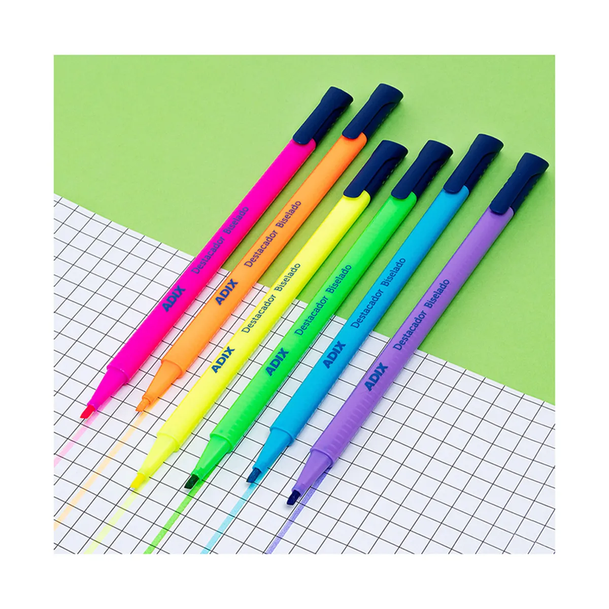 ADIX - Set 6 Destacadores Triangular Biselado Adix