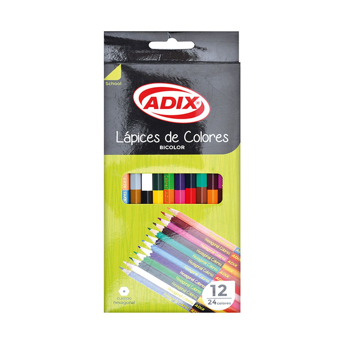 ADIX - Set 12 Lápices Bicolor 24 Colores Adix