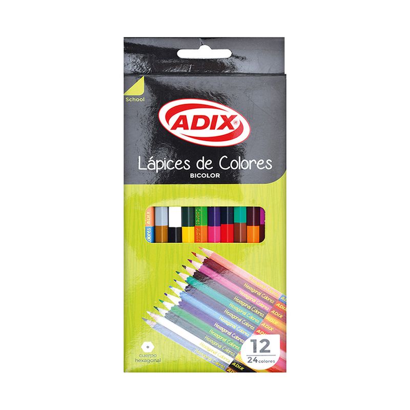 ADIX - Set 12 Lápices Bicolor 24 Colores Adix