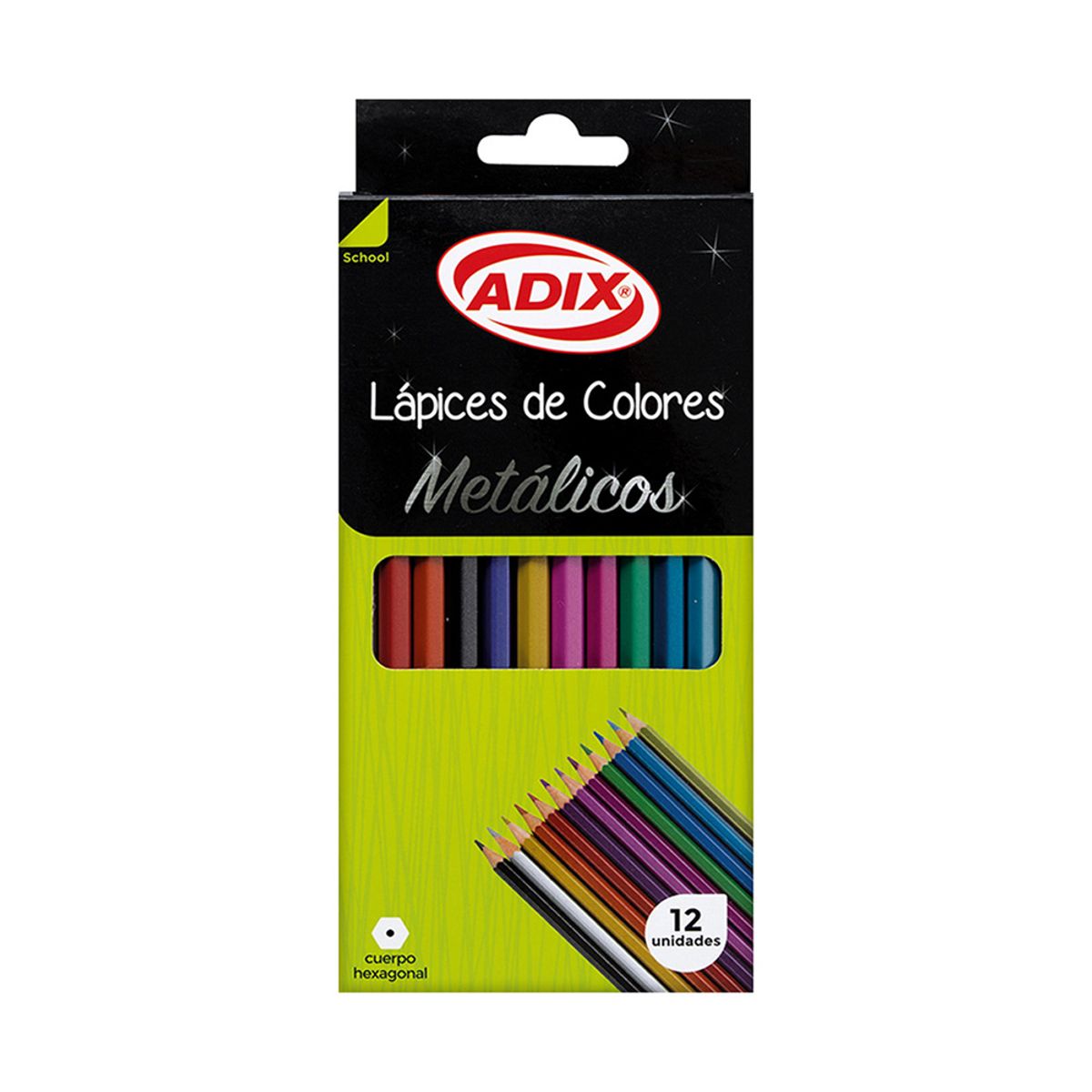 ADIX - Set 12 Lápices de Colores Metálicos Adix