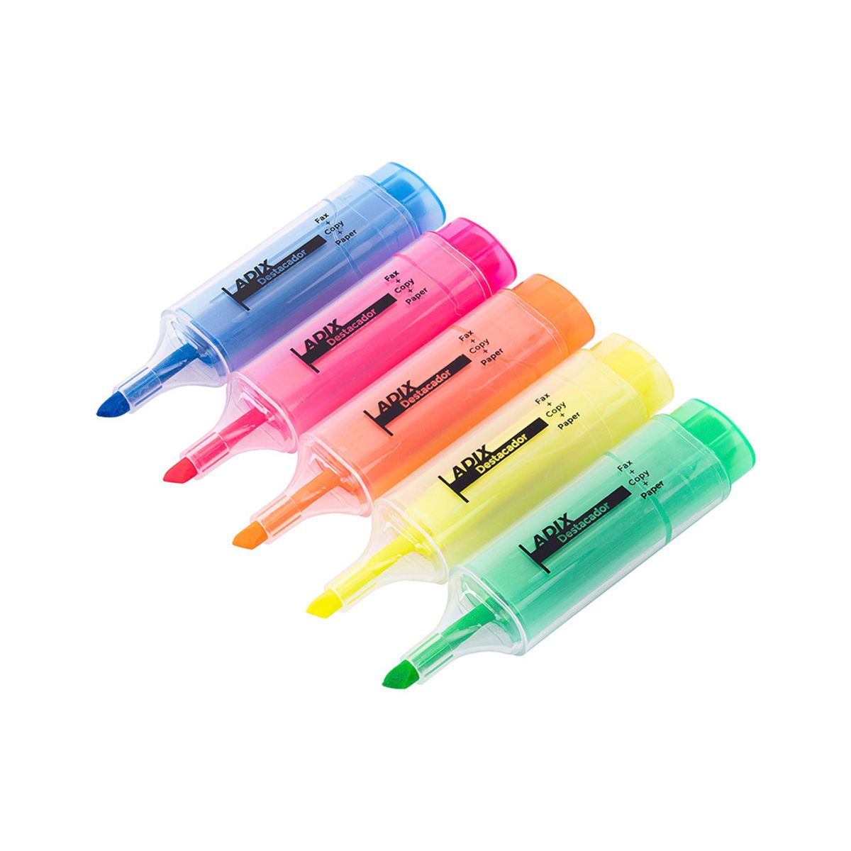 ADIX - Set 5 Destacadores Biselado Colores Flúor Adix