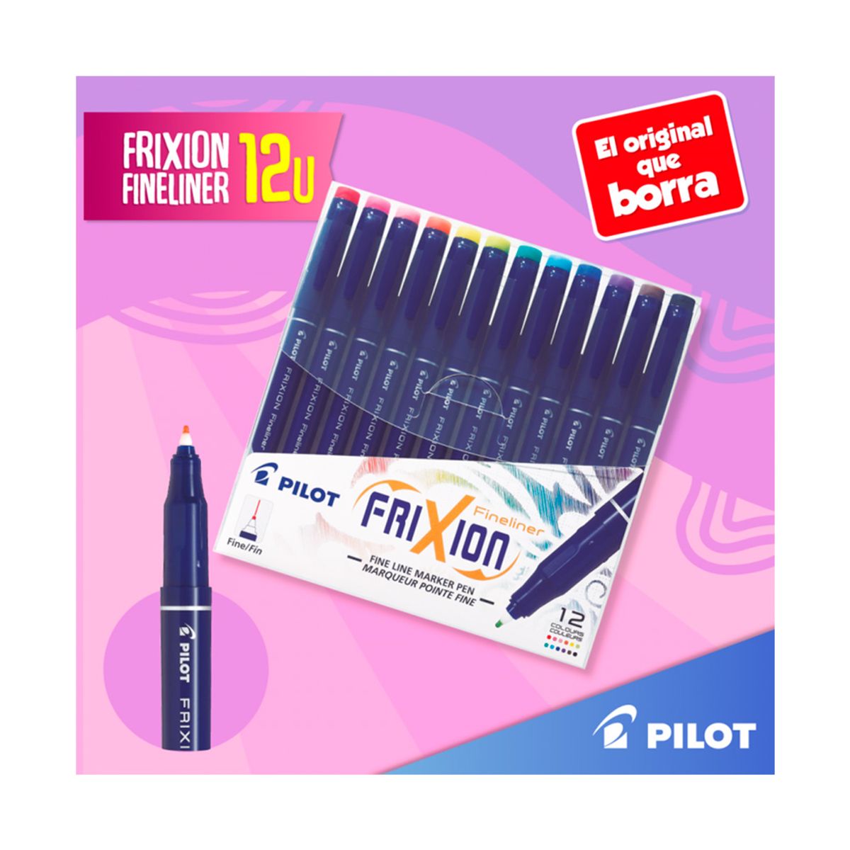PILOT - Set 12 Marcadores Frixion Fineliner Pilot